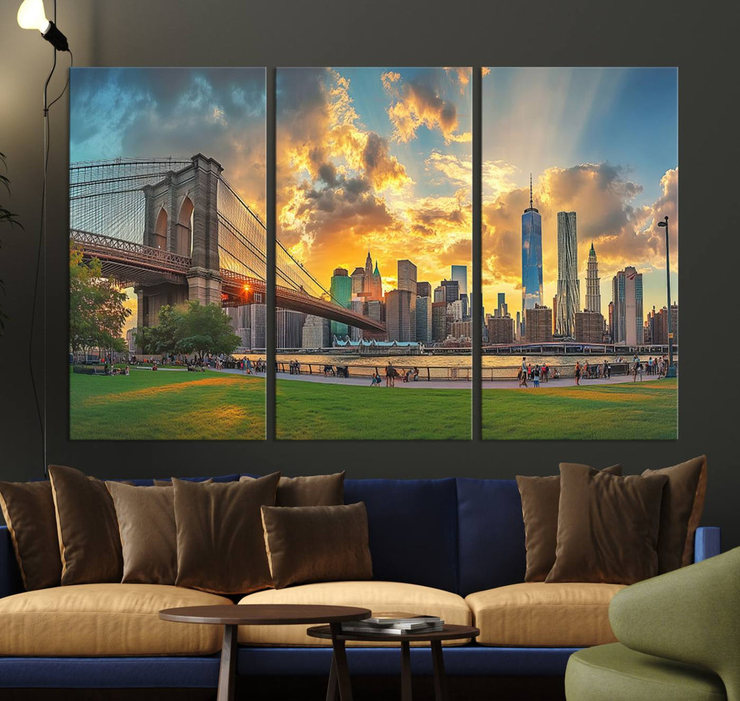 Brooklyn Bridge Sunset Wall Art Canvas Print