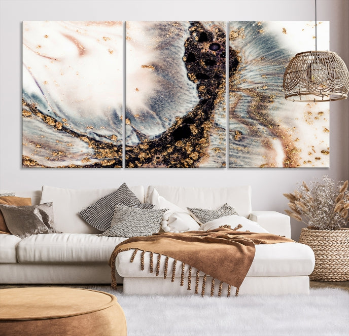 Brown Abstract Wall Art Print Modern Canvas Painting Home Office Decor