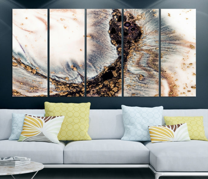 Brown Abstract Wall Art Print Modern Canvas Painting Home Office Decor