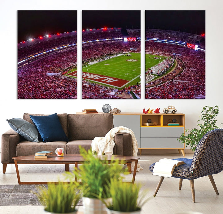 Bryant Denny Stadium Football Stadium Wall Art Canvas Print, Sport Wall Art Print