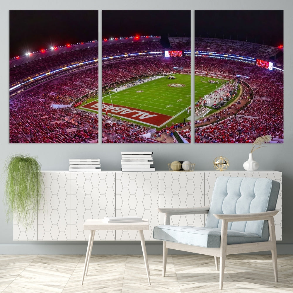 Bryant Denny Stadium Football Stadium Wall Art Canvas Print, Sport Wall Art Print