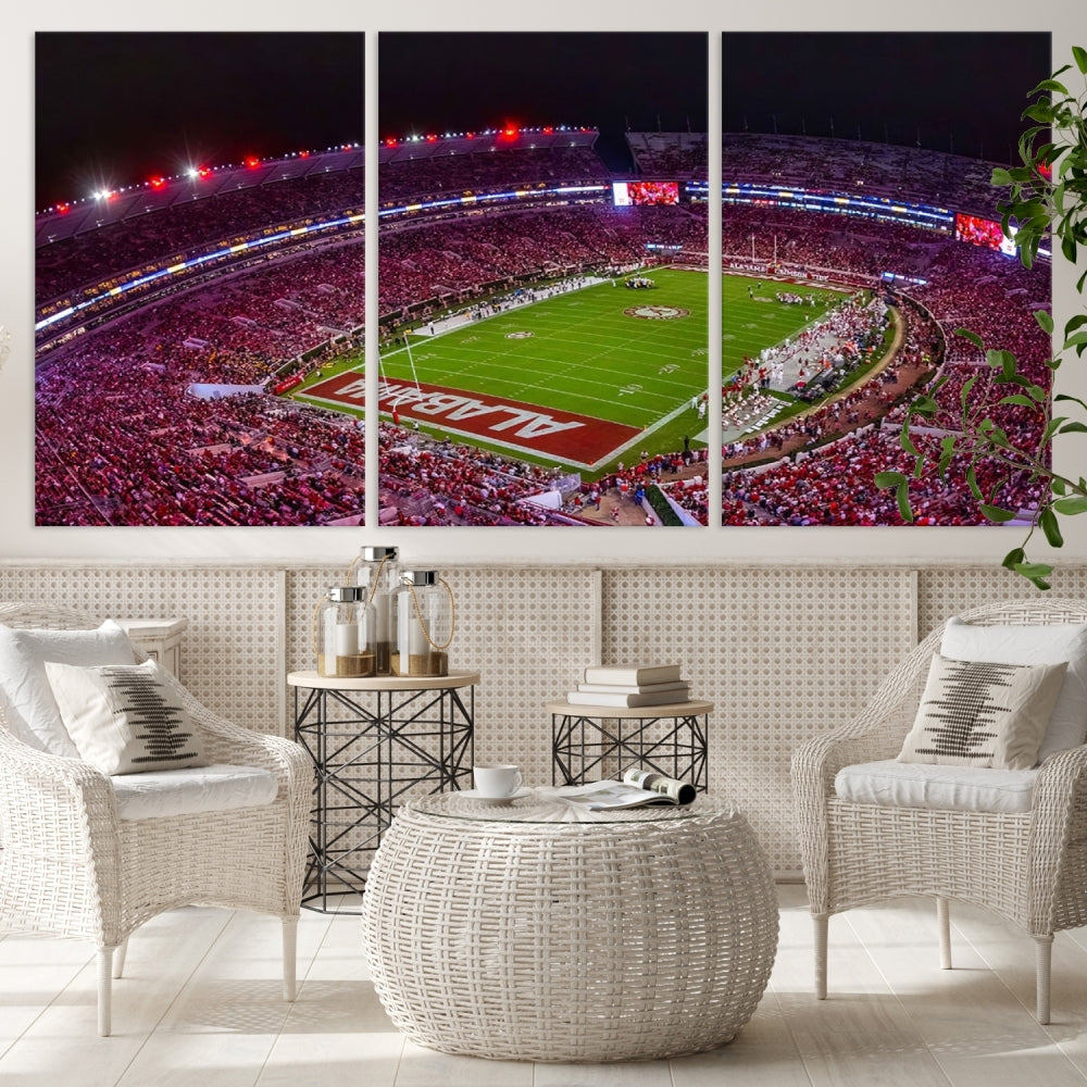 Bryant Denny Stadium Football Stadium Wall Art Canvas Print, Sport Wall Art Print