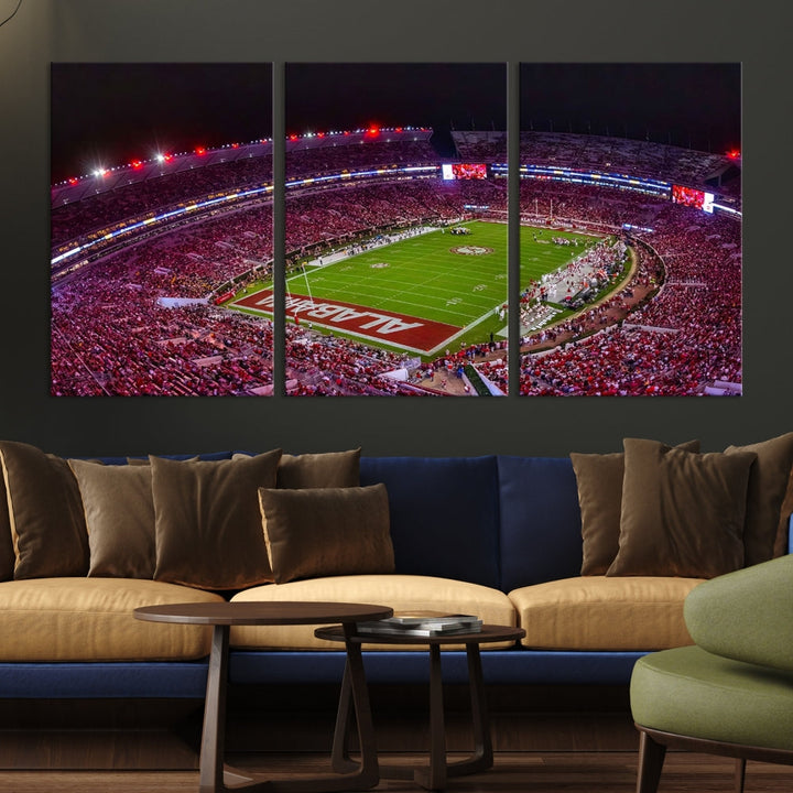 Bryant Denny Stadium Football Stadium Wall Art Canvas Print, Sport Wall Art Print