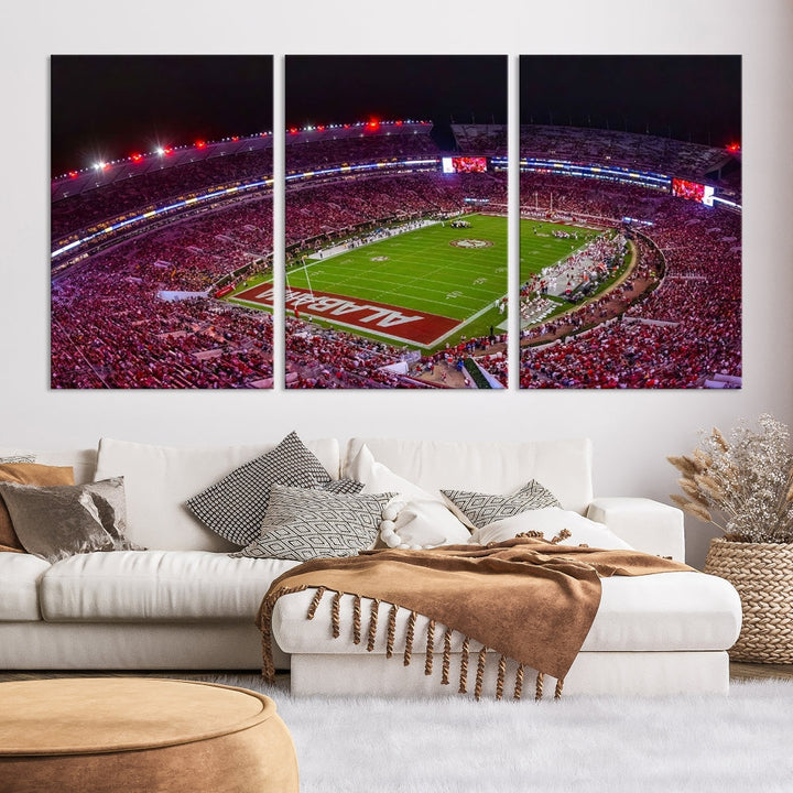 Bryant Denny Stadium Football Stadium Wall Art Canvas Print, Sport Wall Art Print