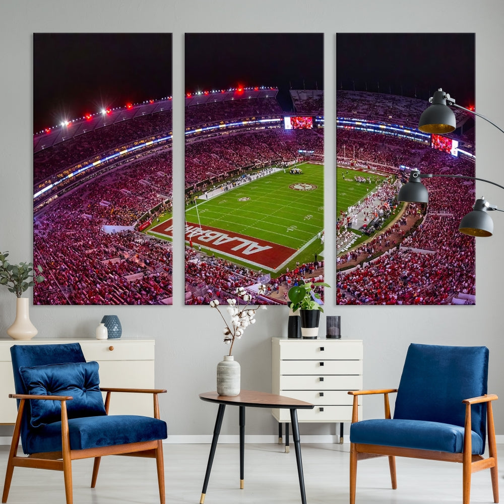 Bryant Denny Stadium Football Stadium Wall Art Canvas Print, Sport Wall Art Print