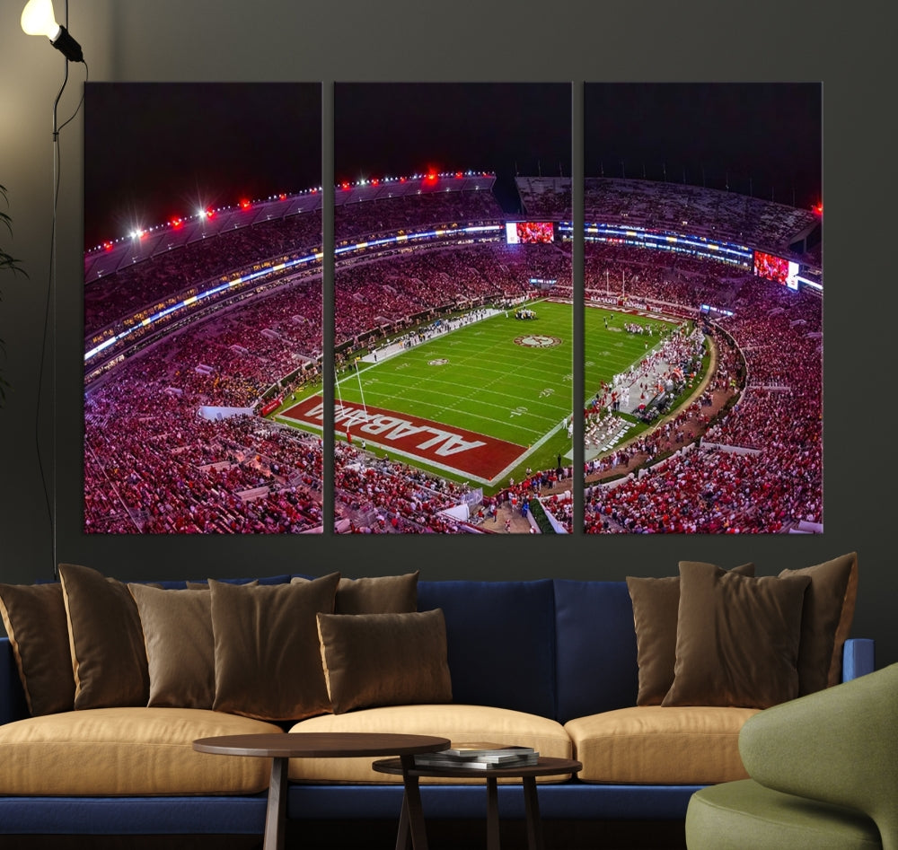 Bryant Denny Stadium Football Stadium Wall Art Canvas Print, Sport Wall Art Print