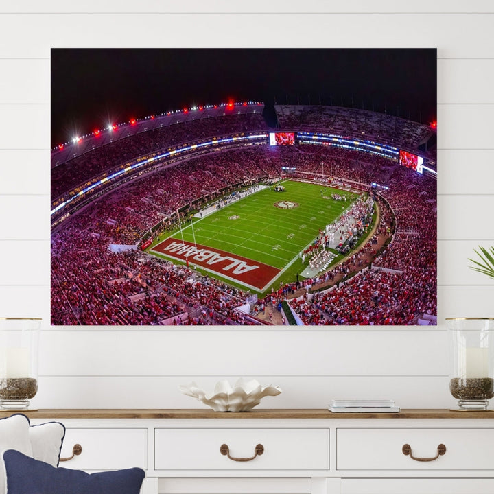 Bryant Denny Stadium Football Stadium Wall Art Canvas Print, Sport Wall Art Print