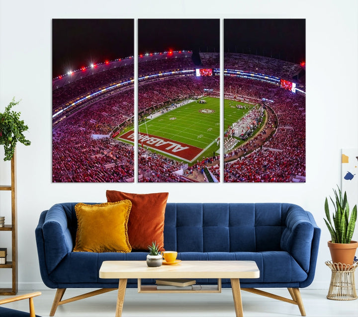 Bryant Denny Stadium Football Stadium Wall Art Canvas Print, Sport Wall Art Print