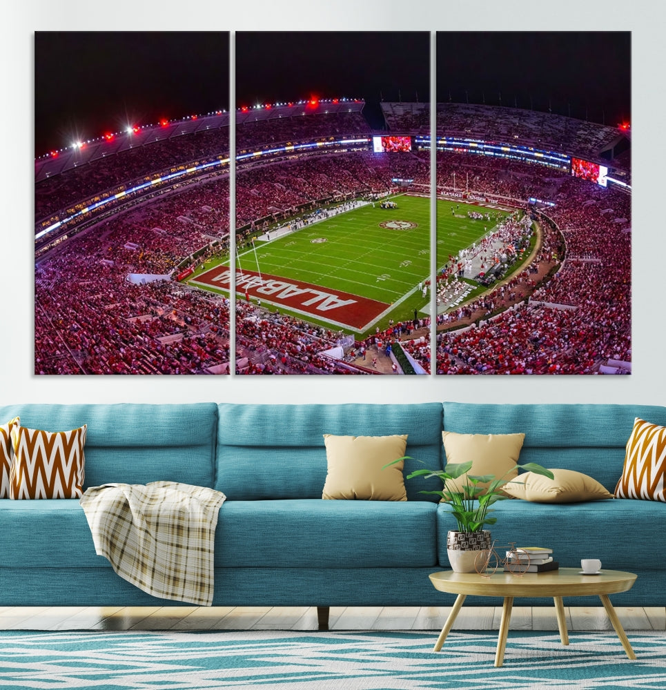 Bryant Denny Stadium Football Stadium Wall Art Canvas Print, Sport Wall Art Print