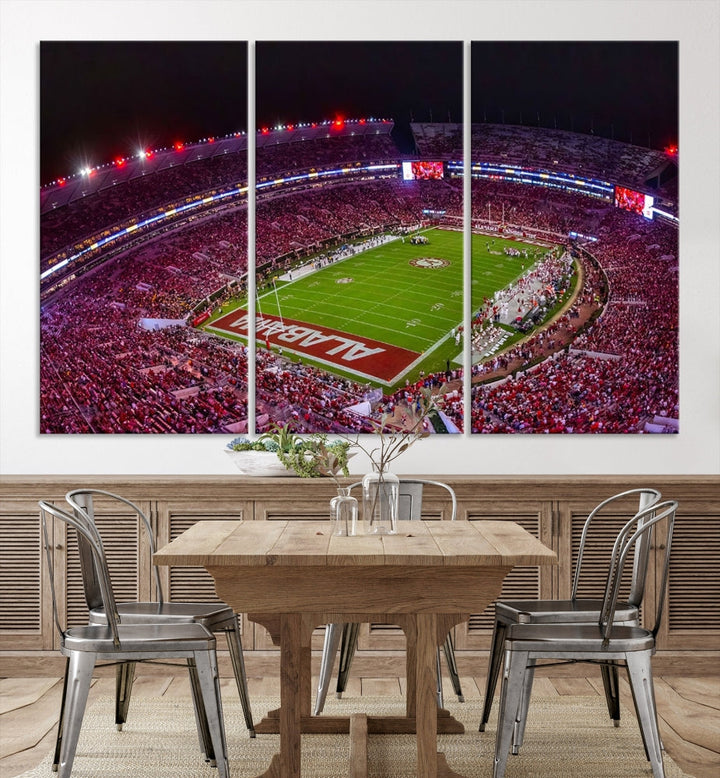 Bryant Denny Stadium Football Stadium Wall Art Canvas Print, Sport Wall Art Print