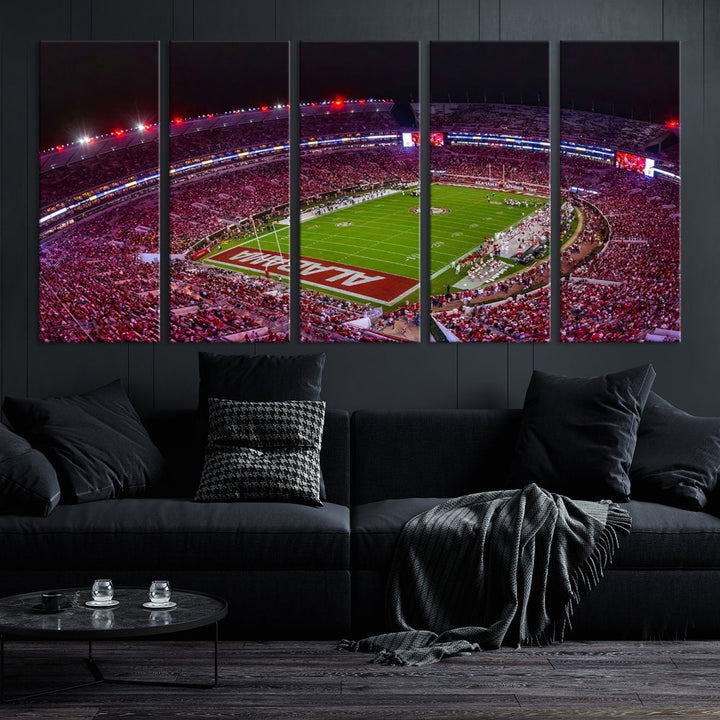 Bryant Denny Stadium Football Stadium Wall Art Canvas Print, Sport Wall Art Print