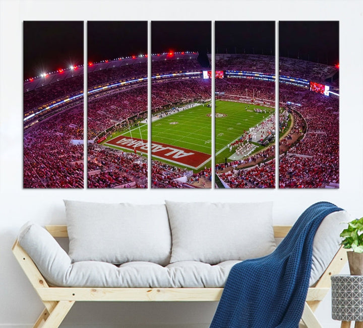 Bryant Denny Stadium Football Stadium Wall Art Canvas Print, Sport Wall Art Print