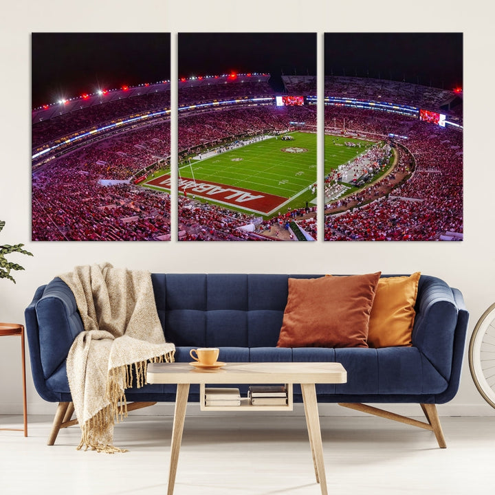 Bryant Denny Stadium Football Stadium Wall Art Canvas Print, Sport Wall Art Print