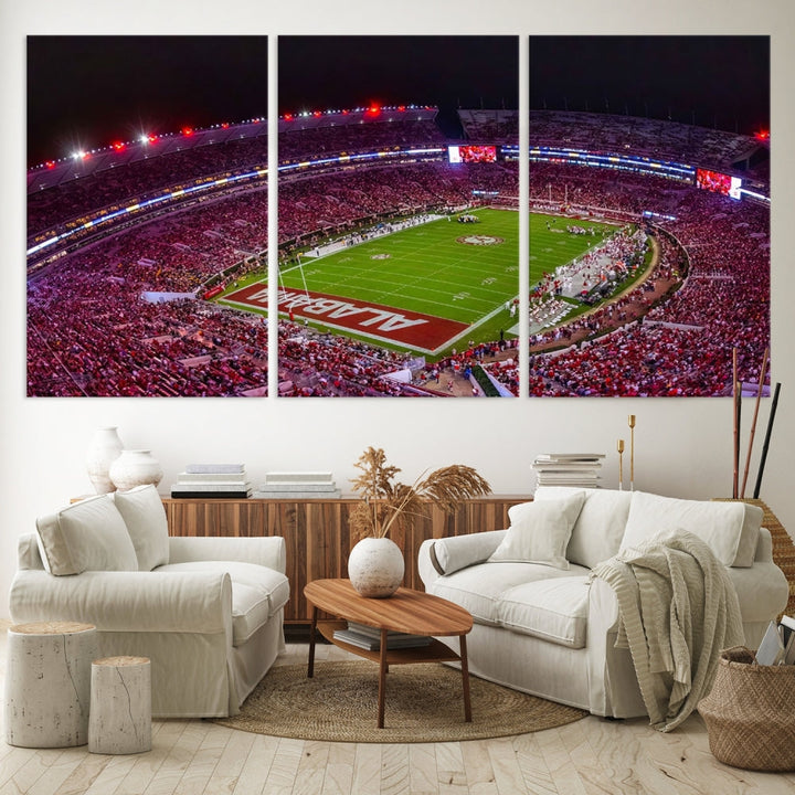 Bryant Denny Stadium Football Stadium Wall Art Canvas Print, Sport Wall Art Print