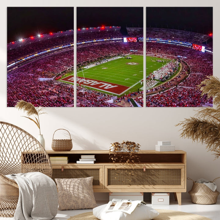 Bryant Denny Stadium Football Stadium Wall Art Canvas Print, Sport Wall Art Print