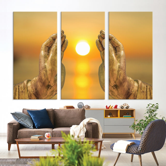 Buddha Hands Large Wall Art Canvas Print