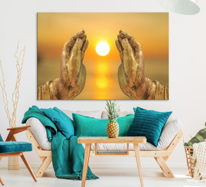 Buddha Hands Large Wall Art Canvas Print