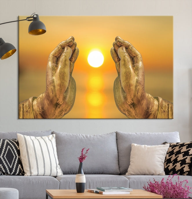 Buddha Hands Large Wall Art Canvas Print