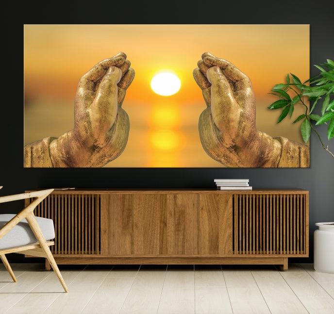 Buddha Hands Large Wall Art Canvas Print