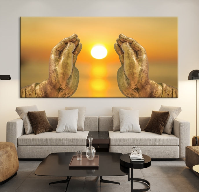 Buddha Hands Large Wall Art Canvas Print