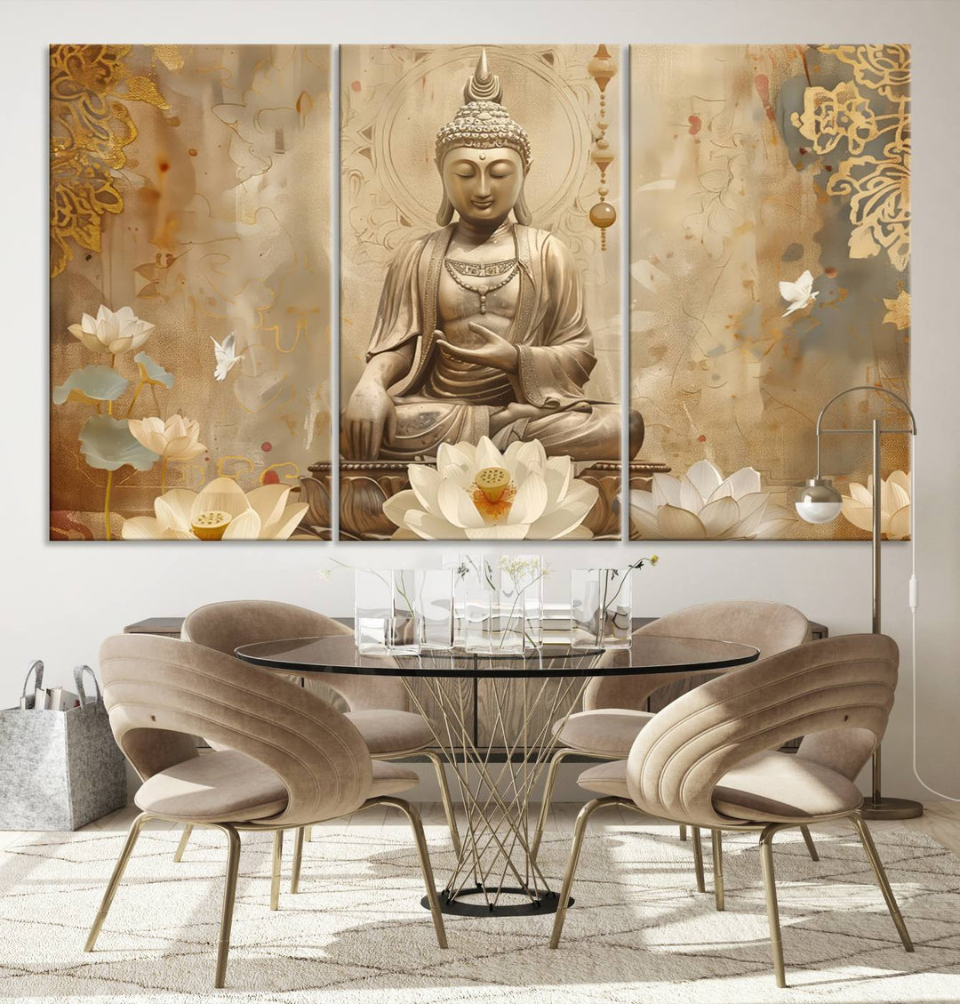 Buddha Wall Art Canvas Print, Buddha Meditation Room Decor, Yoga Room Wall Decor