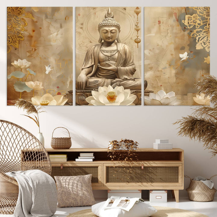 Buddha Wall Art Canvas Print, Buddha Meditation Room Decor, Yoga Room Wall Decor