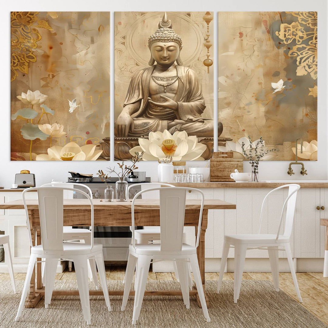 Buddha Wall Art Canvas Print, Buddha Meditation Room Decor, Yoga Room Wall Decor