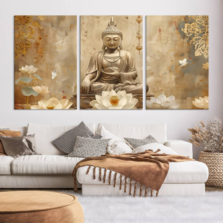 Buddha Wall Art Canvas Print, Buddha Meditation Room Decor, Yoga Room Wall Decor