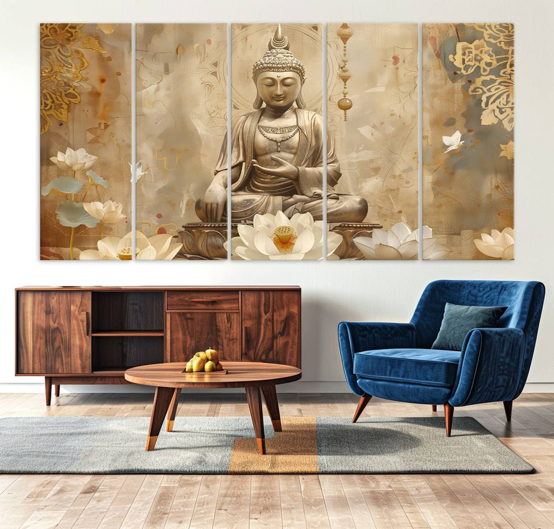 Buddha Wall Art Canvas Print, Buddha Meditation Room Decor, Yoga Room Wall Decor