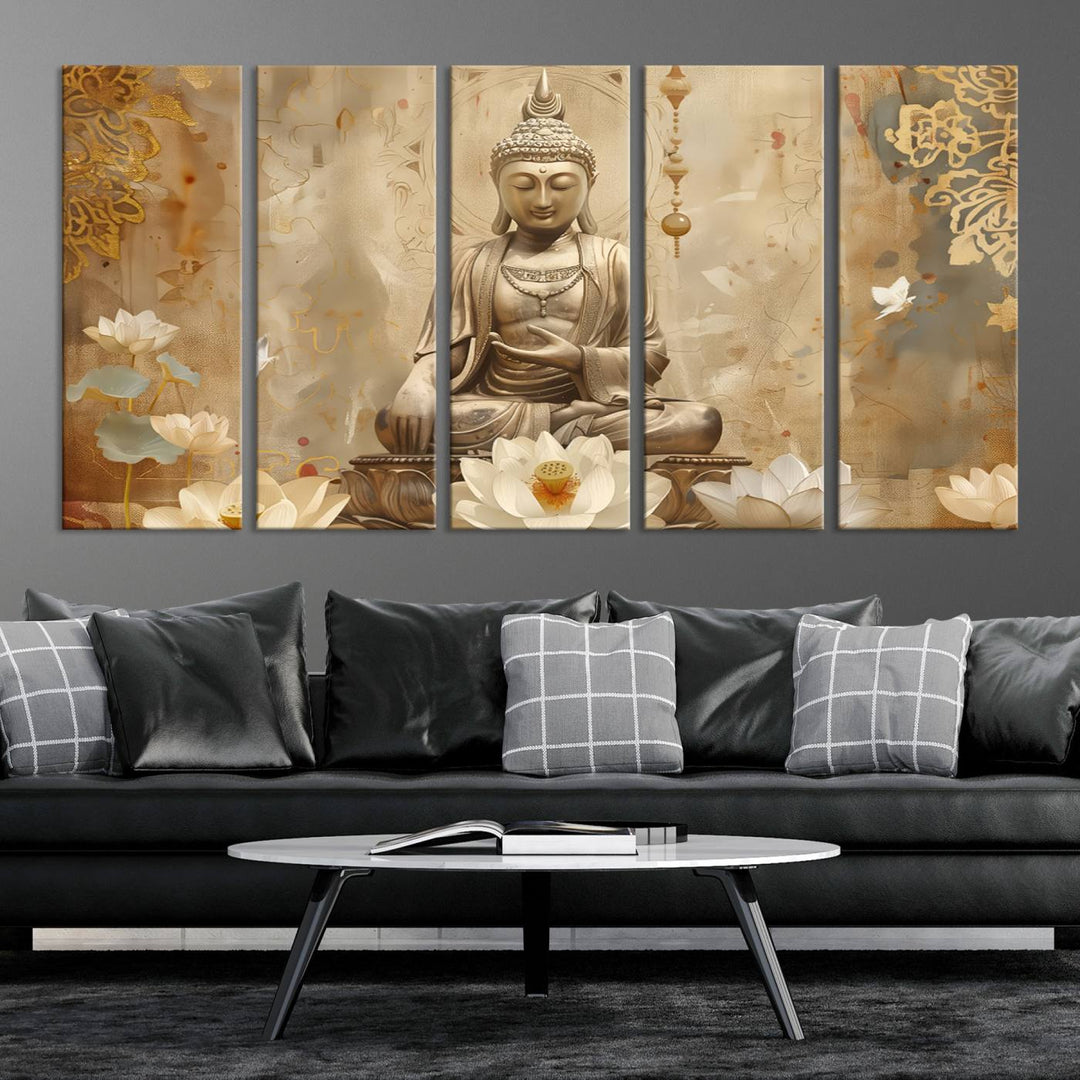 Buddha Wall Art Canvas Print, Buddha Meditation Room Decor, Yoga Room Wall Decor