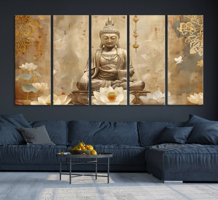 Buddha Wall Art Canvas Print, Buddha Meditation Room Decor, Yoga Room Wall Decor