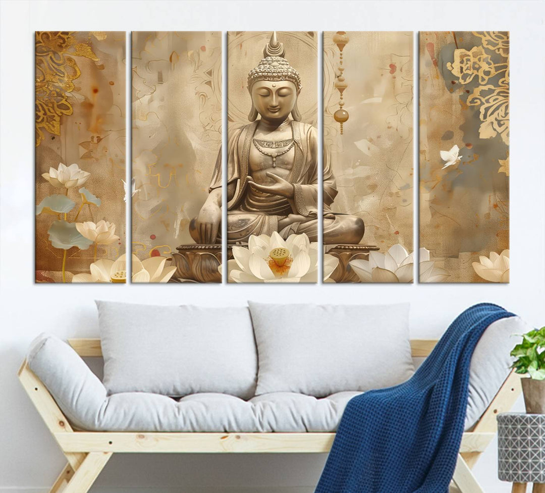 Buddha Wall Art Canvas Print, Buddha Meditation Room Decor, Yoga Room Wall Decor