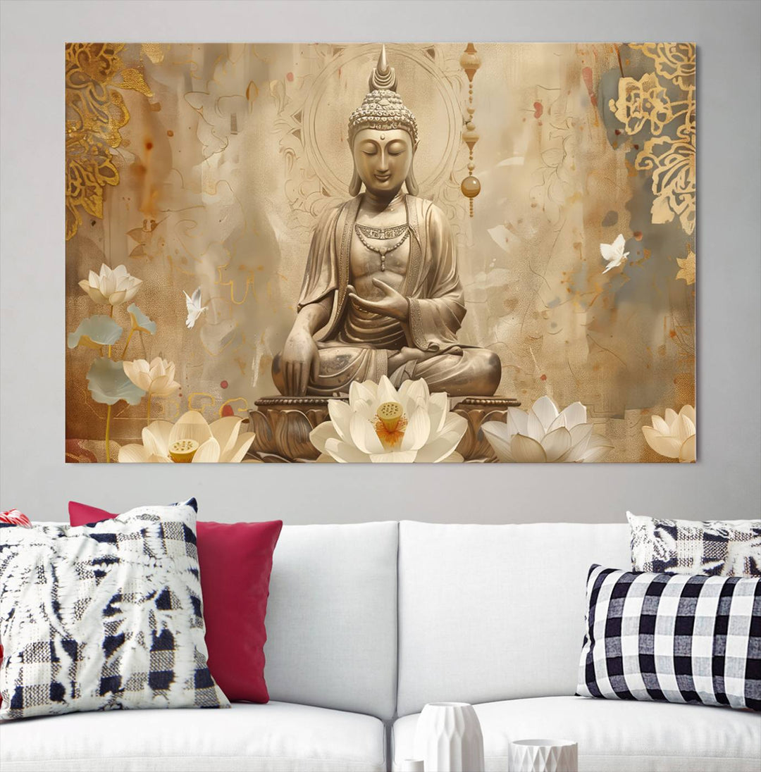 Buddha Wall Art Canvas Print, Buddha Meditation Room Decor, Yoga Room Wall Decor