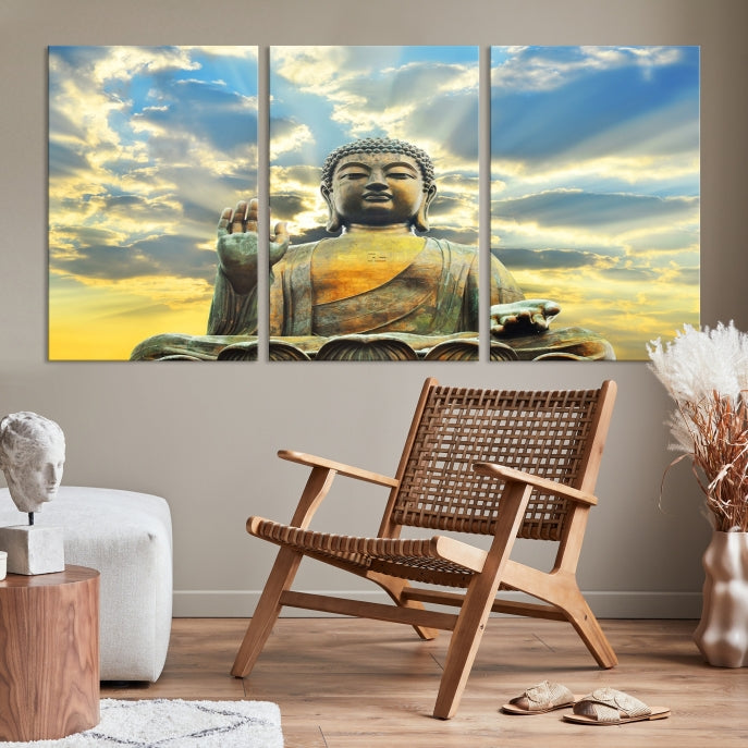 Buddha Wall Art | Meditating Print | Buddha Statue | Buddhism Decor | Large Buddhism Canvas | Spiritual Art | Large