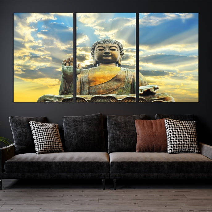 Buddha Wall Art | Meditating Print | Buddha Statue | Buddhism Decor | Large Buddhism Canvas | Spiritual Art | Large