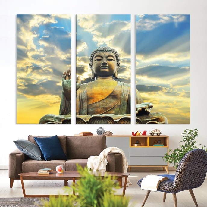 Buddha Wall Art | Meditating Print | Buddha Statue | Buddhism Decor | Large Buddhism Canvas | Spiritual Art | Large