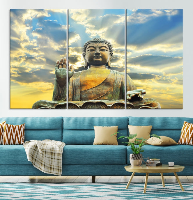 Buddha Wall Art | Meditating Print | Buddha Statue | Buddhism Decor | Large Buddhism Canvas | Spiritual Art | Large