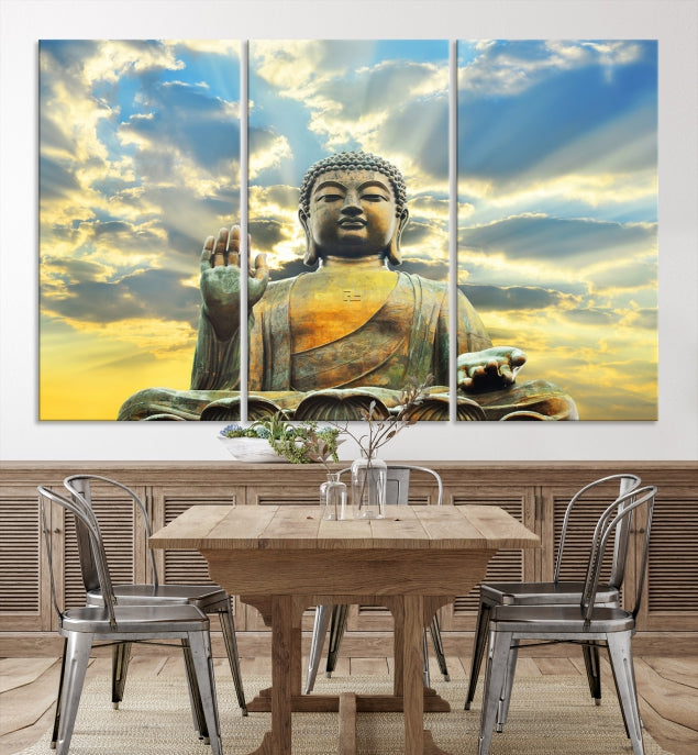 Buddha Wall Art | Meditating Print | Buddha Statue | Buddhism Decor | Large Buddhism Canvas | Spiritual Art | Large