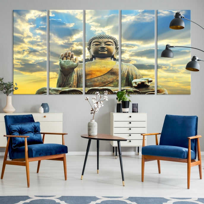 Buddha Wall Art | Meditating Print | Buddha Statue | Buddhism Decor | Large Buddhism Canvas | Spiritual Art | Large