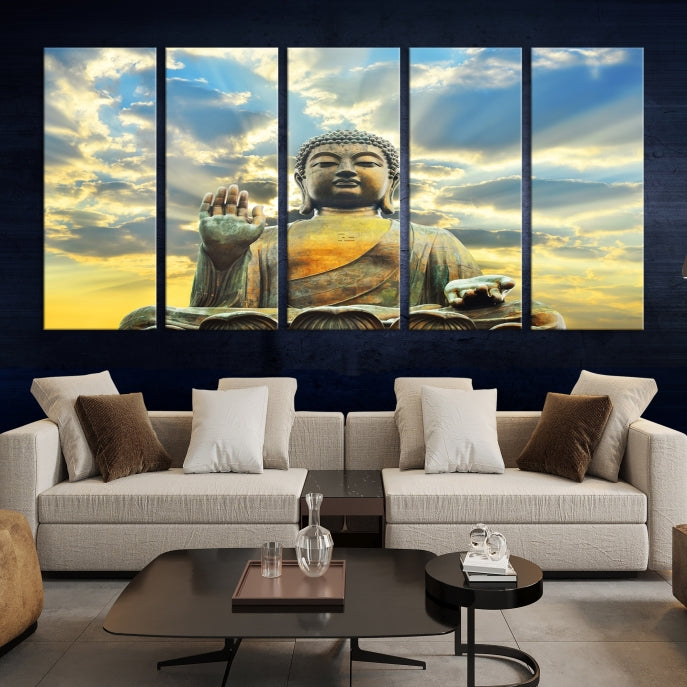 Buddha Wall Art | Meditating Print | Buddha Statue | Buddhism Decor | Large Buddhism Canvas | Spiritual Art | Large