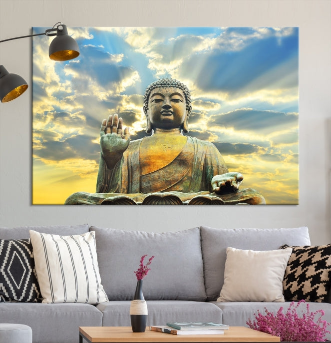 Buddha Wall Art | Meditating Print | Buddha Statue | Buddhism Decor | Large Buddhism Canvas | Spiritual Art | Large