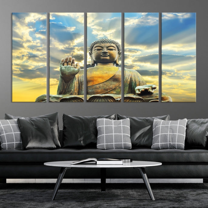 Buddha Wall Art | Meditating Print | Buddha Statue | Buddhism Decor | Large Buddhism Canvas | Spiritual Art | Large