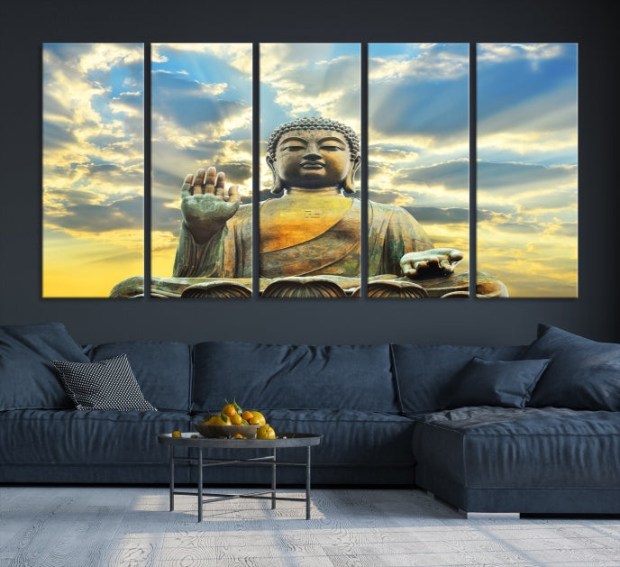 Buddha Wall Art | Meditating Print | Buddha Statue | Buddhism Decor | Large Buddhism Canvas | Spiritual Art | Large