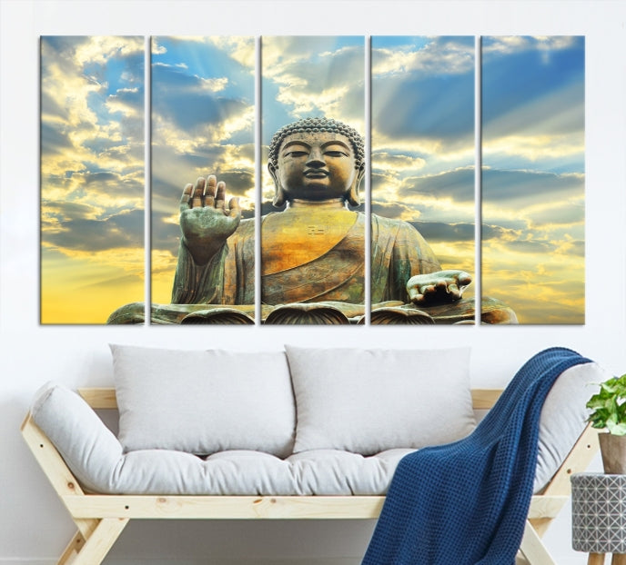 Buddha Wall Art | Meditating Print | Buddha Statue | Buddhism Decor | Large Buddhism Canvas | Spiritual Art | Large