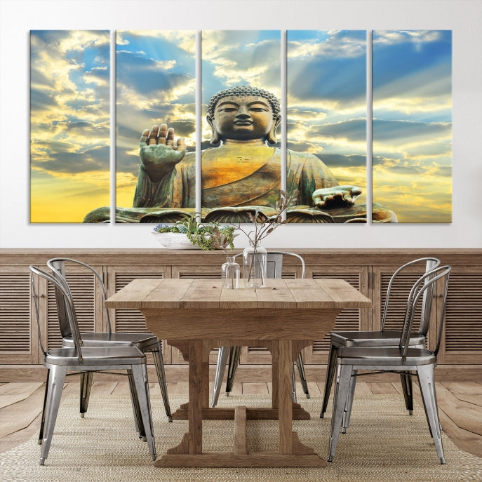 Buddha Wall Art | Meditating Print | Buddha Statue | Buddhism Decor | Large Buddhism Canvas | Spiritual Art | Large