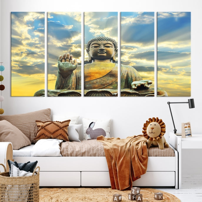 Buddha Wall Art | Meditating Print | Buddha Statue | Buddhism Decor | Large Buddhism Canvas | Spiritual Art | Large