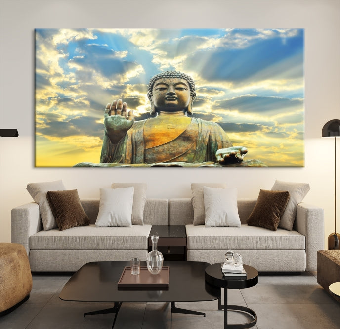 Buddha Wall Art | Meditating Print | Buddha Statue | Buddhism Decor | Large Buddhism Canvas | Spiritual Art | Large