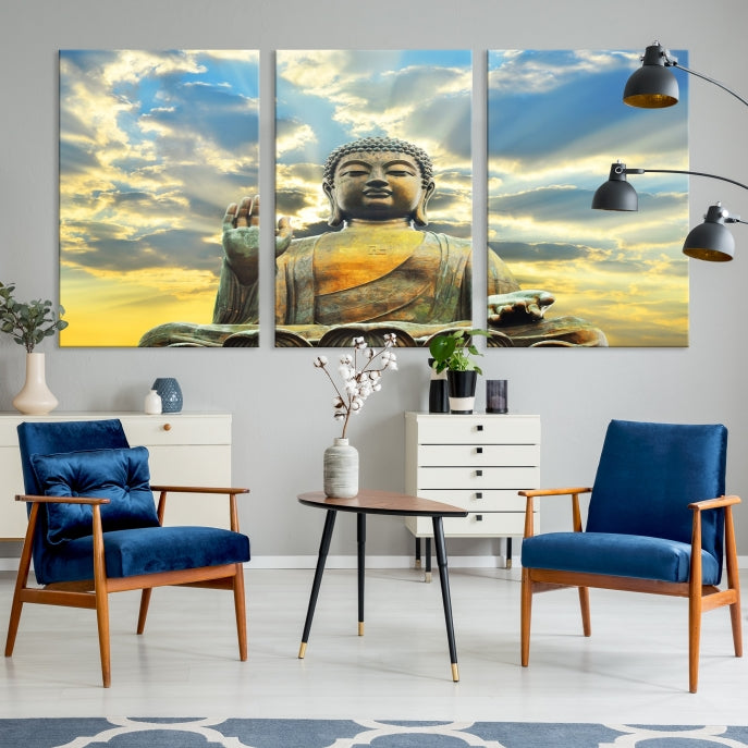 Buddha Wall Art | Meditating Print | Buddha Statue | Buddhism Decor | Large Buddhism Canvas | Spiritual Art | Large