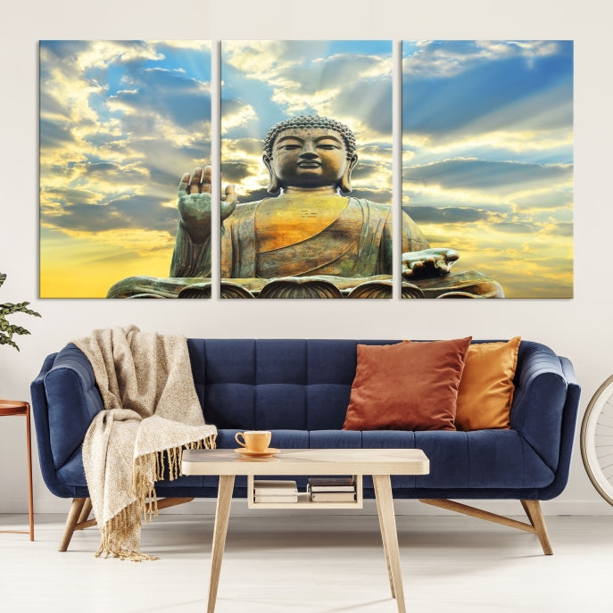 Buddha Wall Art | Meditating Print | Buddha Statue | Buddhism Decor | Large Buddhism Canvas | Spiritual Art | Large