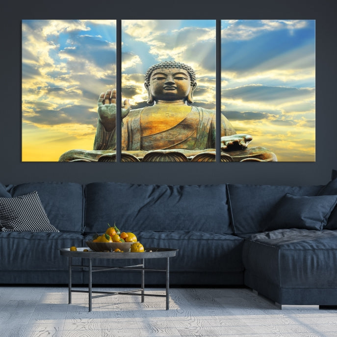 Buddha Wall Art | Meditating Print | Buddha Statue | Buddhism Decor | Large Buddhism Canvas | Spiritual Art | Large